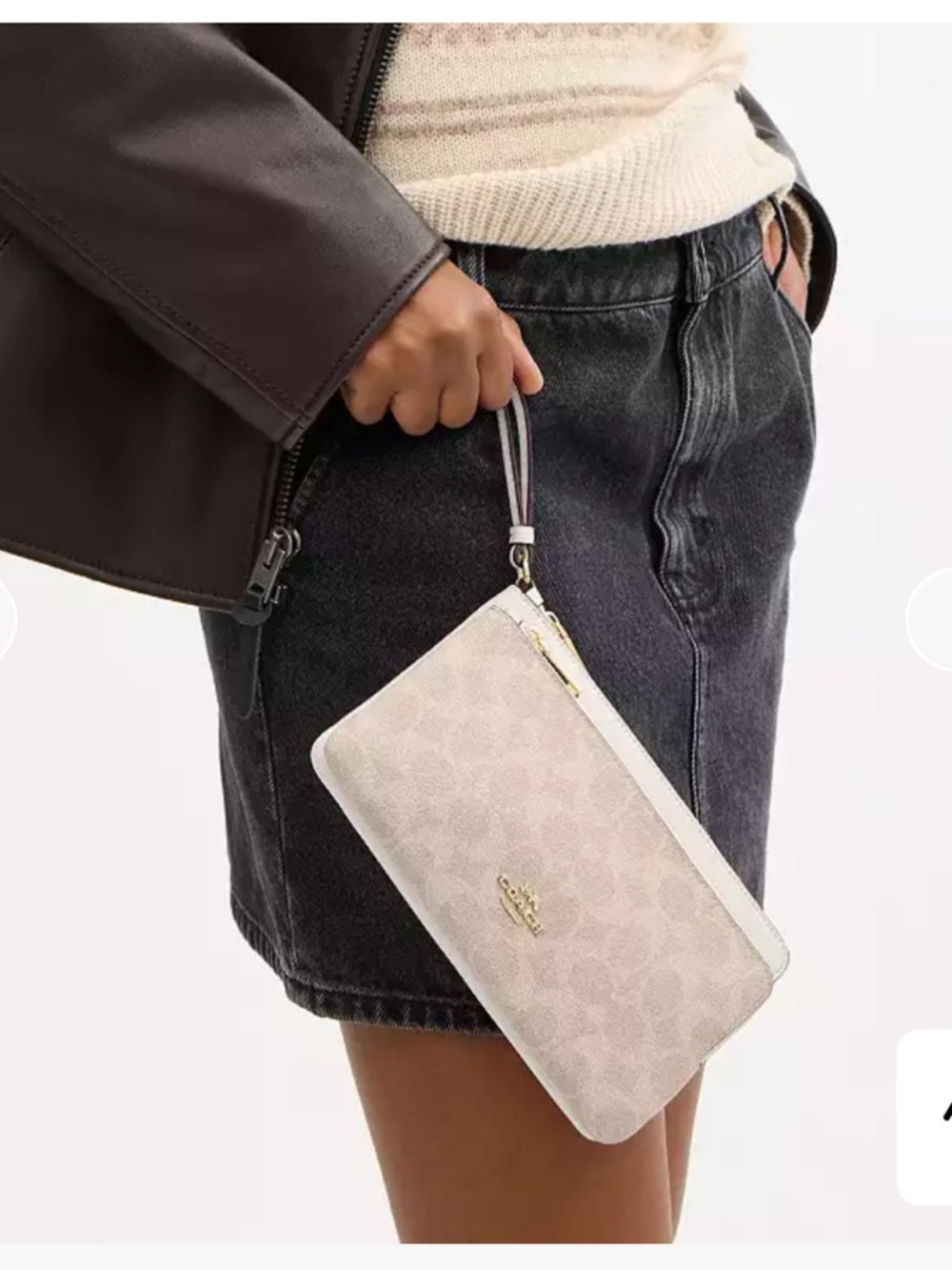NWT Coach Double Zip Wallet in Signature Pebbled Leather  - Sand/Chalk ✨